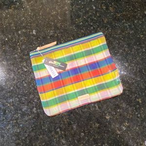 Consuela’s Large Slim Zip Mesh Pouch - Rainbow Plaid - Marcela